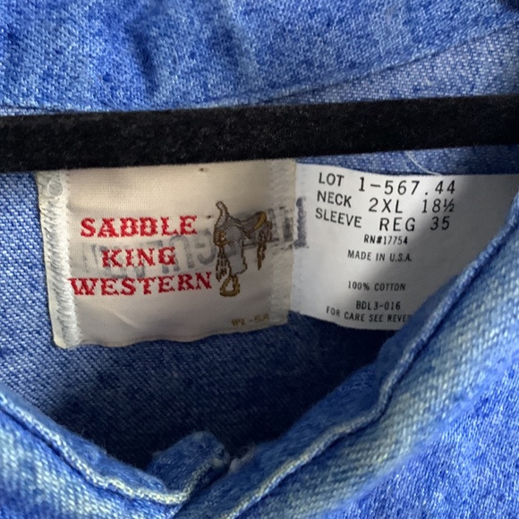 Vintage Saddle King Western Flannel Western Snap Front Shirt Size 2XL - Picture 2 of 7